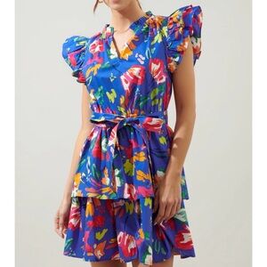 Sugarlips Esby Floral Strokes Marisol Tiered Tie-Waist Mini Dress